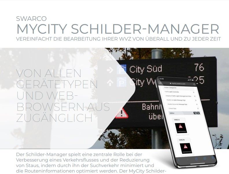 SWARCO MyCity Schilder Manager Datenblatt