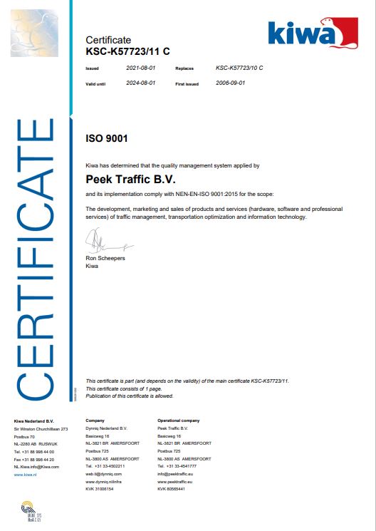 ISO 9001 | Peek Traffic