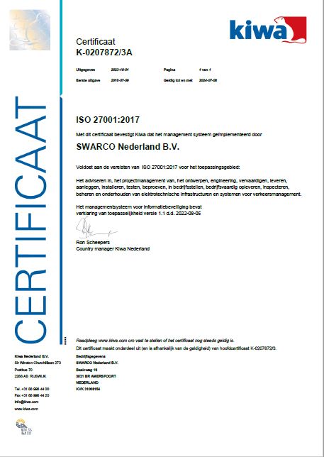 Certificaat ISO 27001:2017, K-0207872-3A