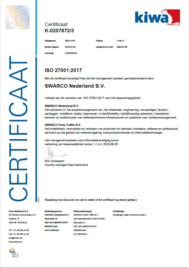 Certificaat ISO 27001:2017, K-0207872-3