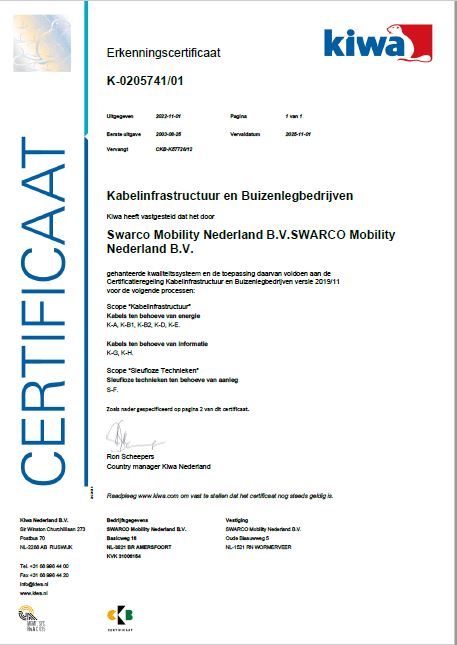 Certificaat Kabelinfrastructuur en Buizenlegbedrijven