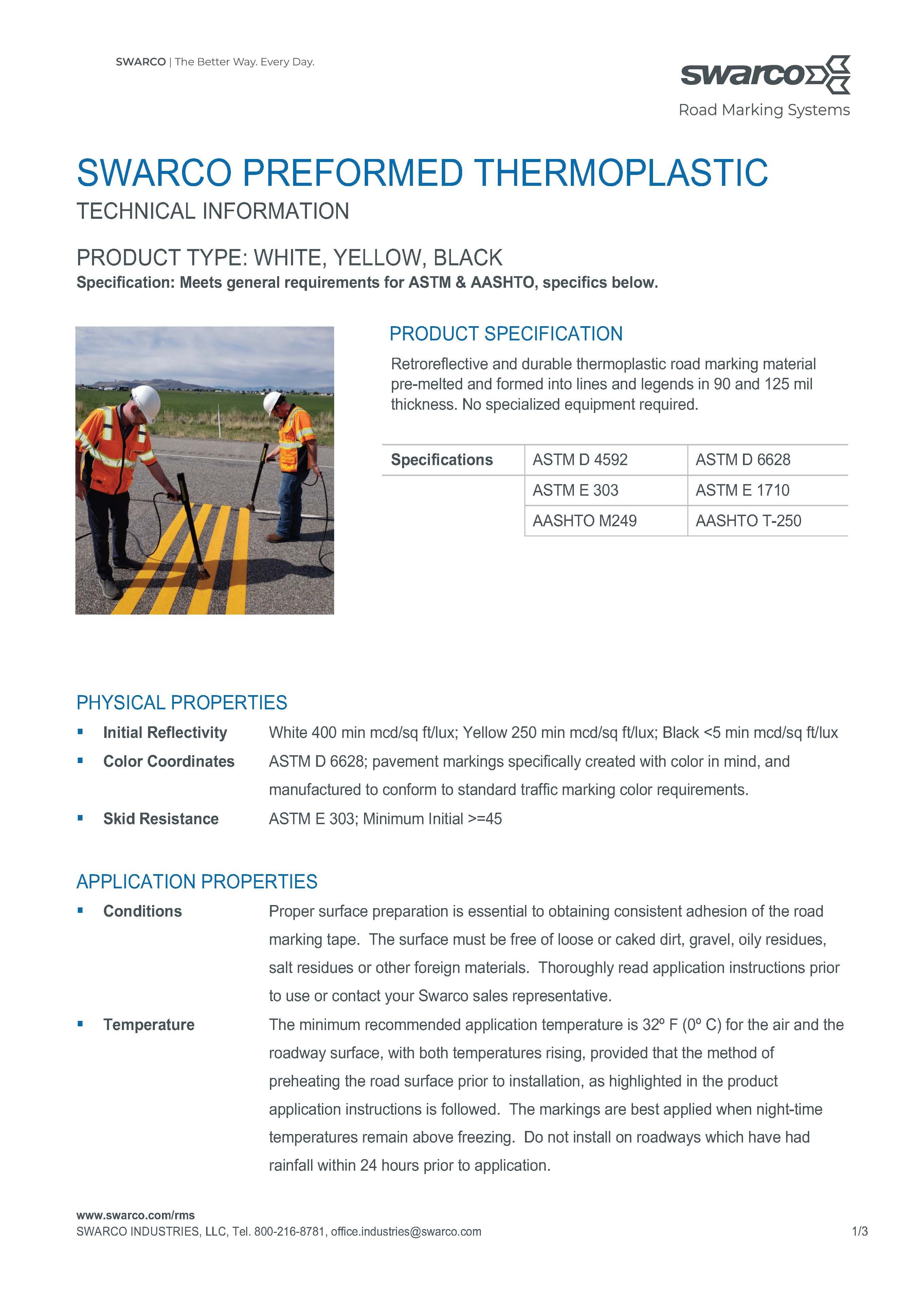 Technical Datasheet - White, Yellow, Black