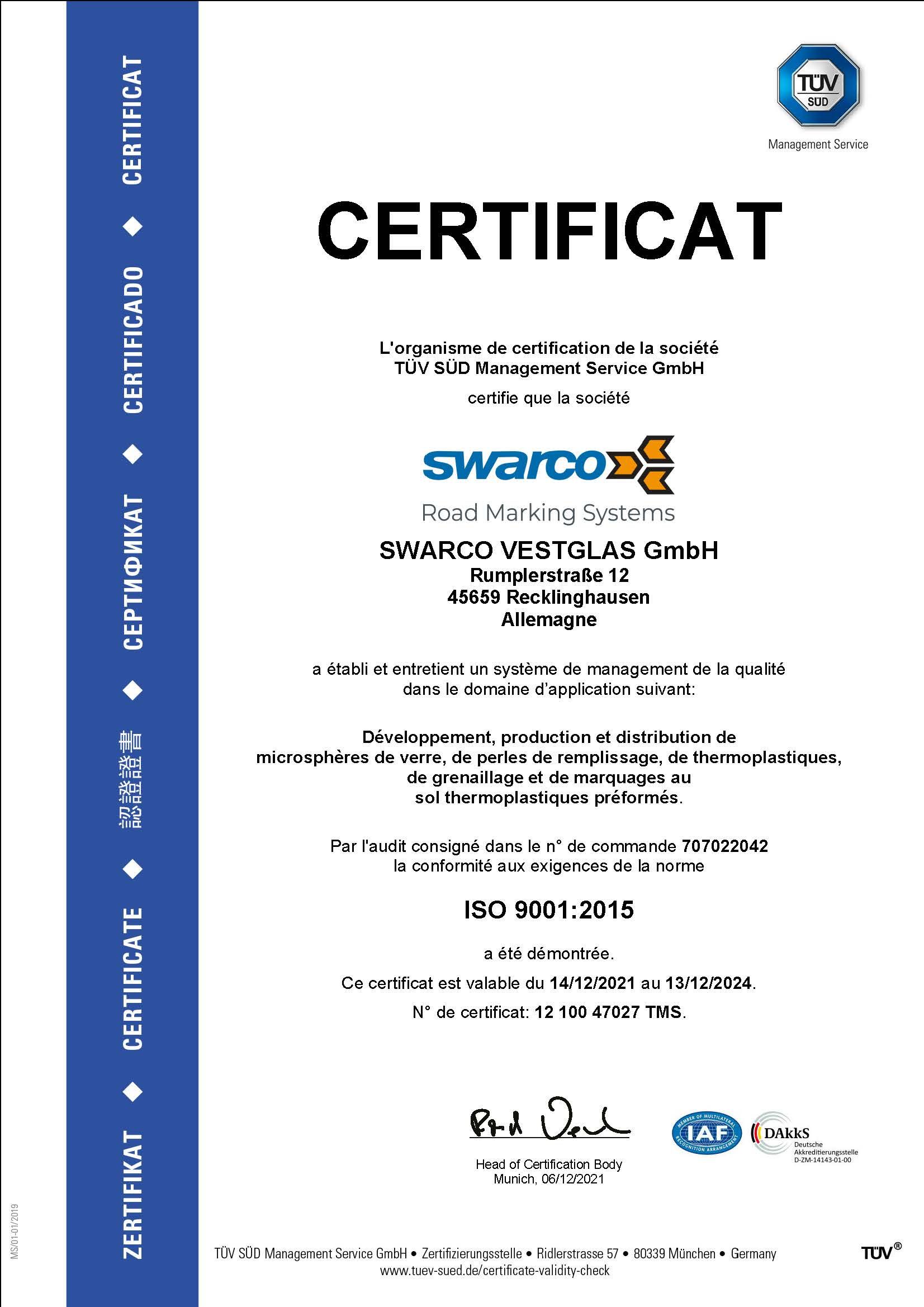 ISO 9001 Certificat