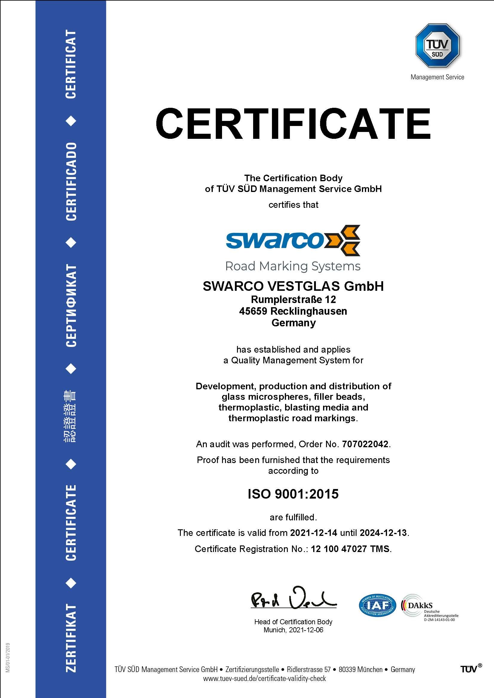 ISO 9001 Certificate