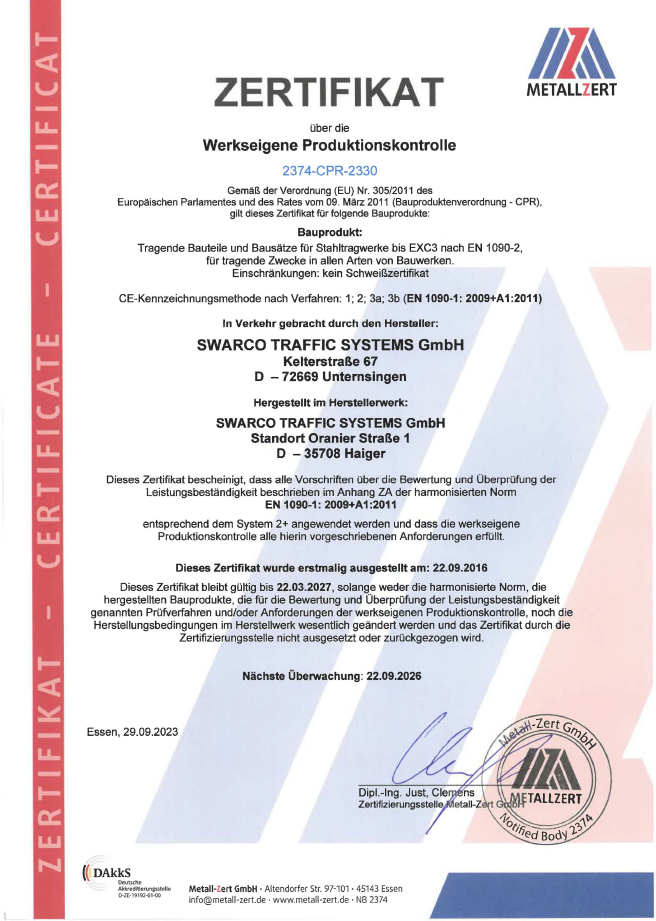STS Zertifikat 2023 EN 1090 Stahl