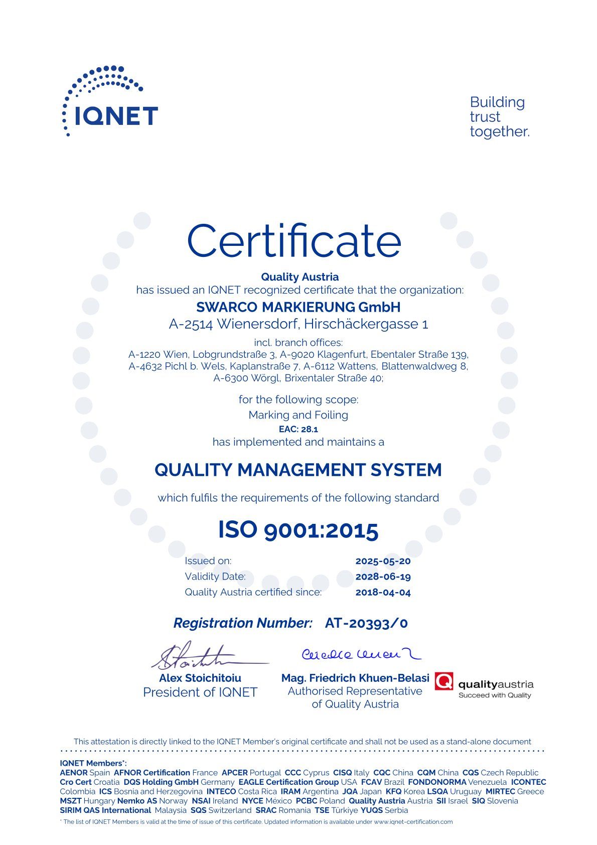 ISO 9001 Certificate