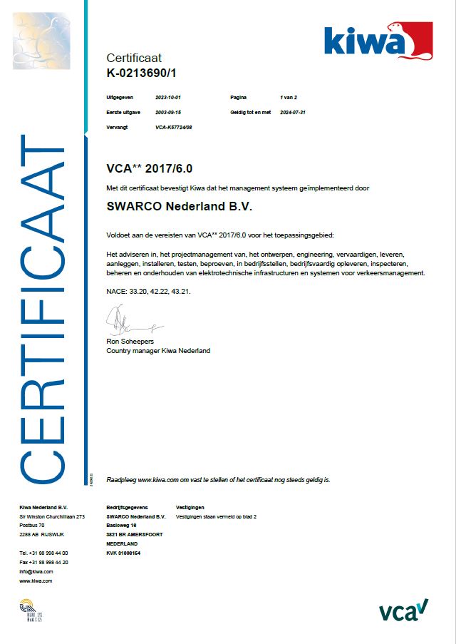 Certificaat VCA 2017/6.0, K-0213690-1