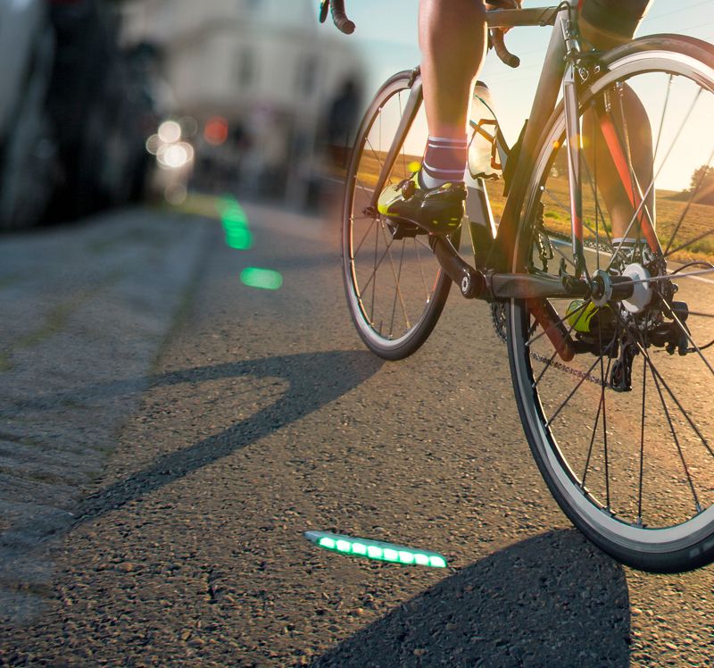 Green Wave visualiseras mha LED-lampor för cyklisters säkerhet | Swarco