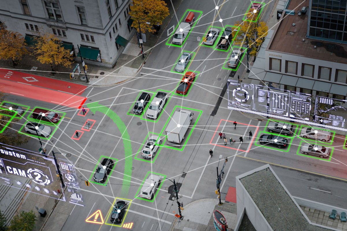 Intelligentes Verkehrssystem an einer Kreuzung