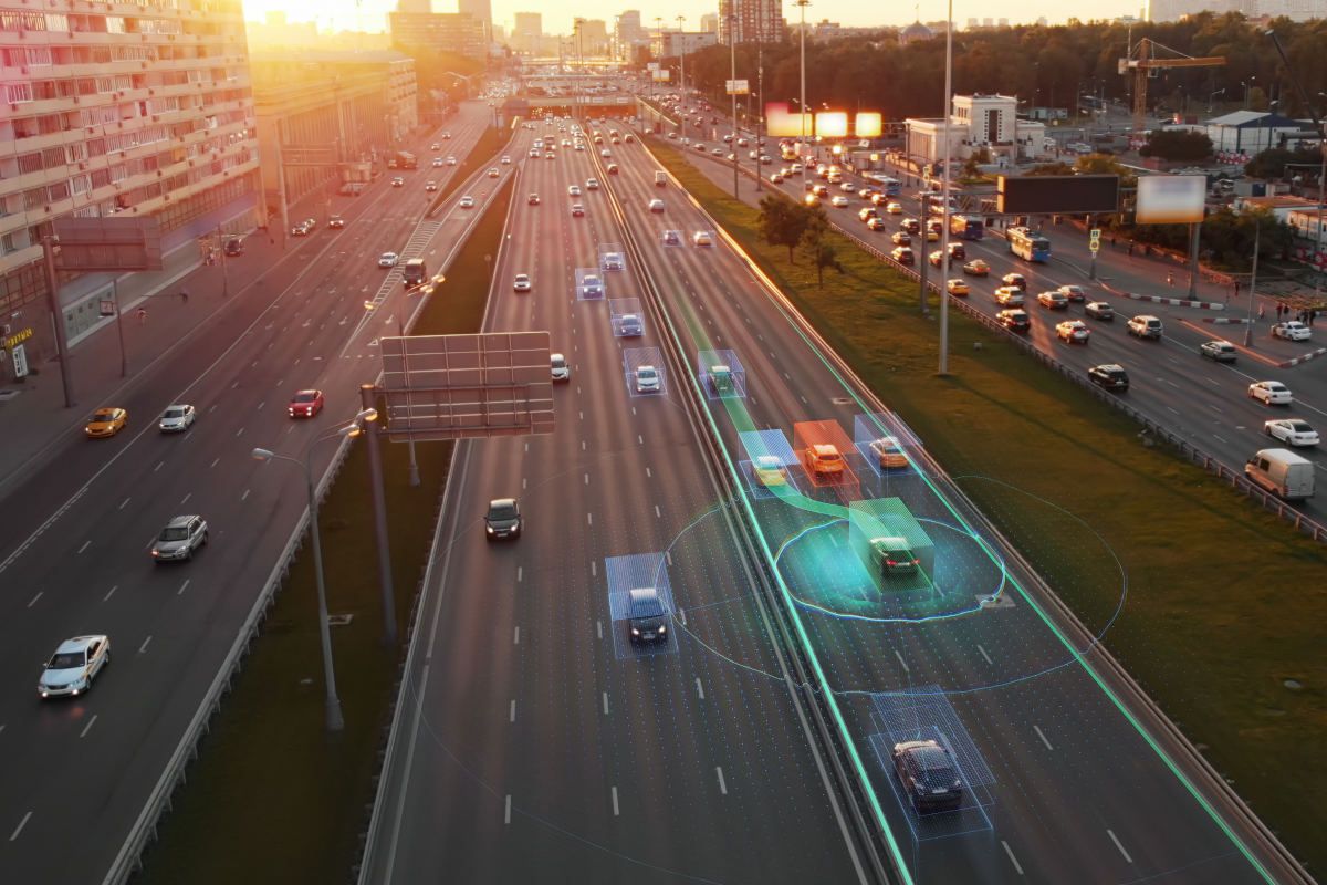 Lidar-Sensoren an einem Fahrzeug als Beispiel für intelligentes Verkehrssystem